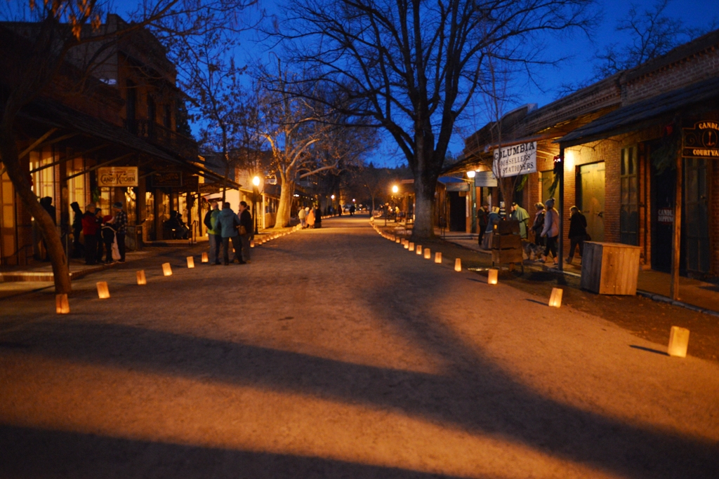 Lights along street for Las Posadas